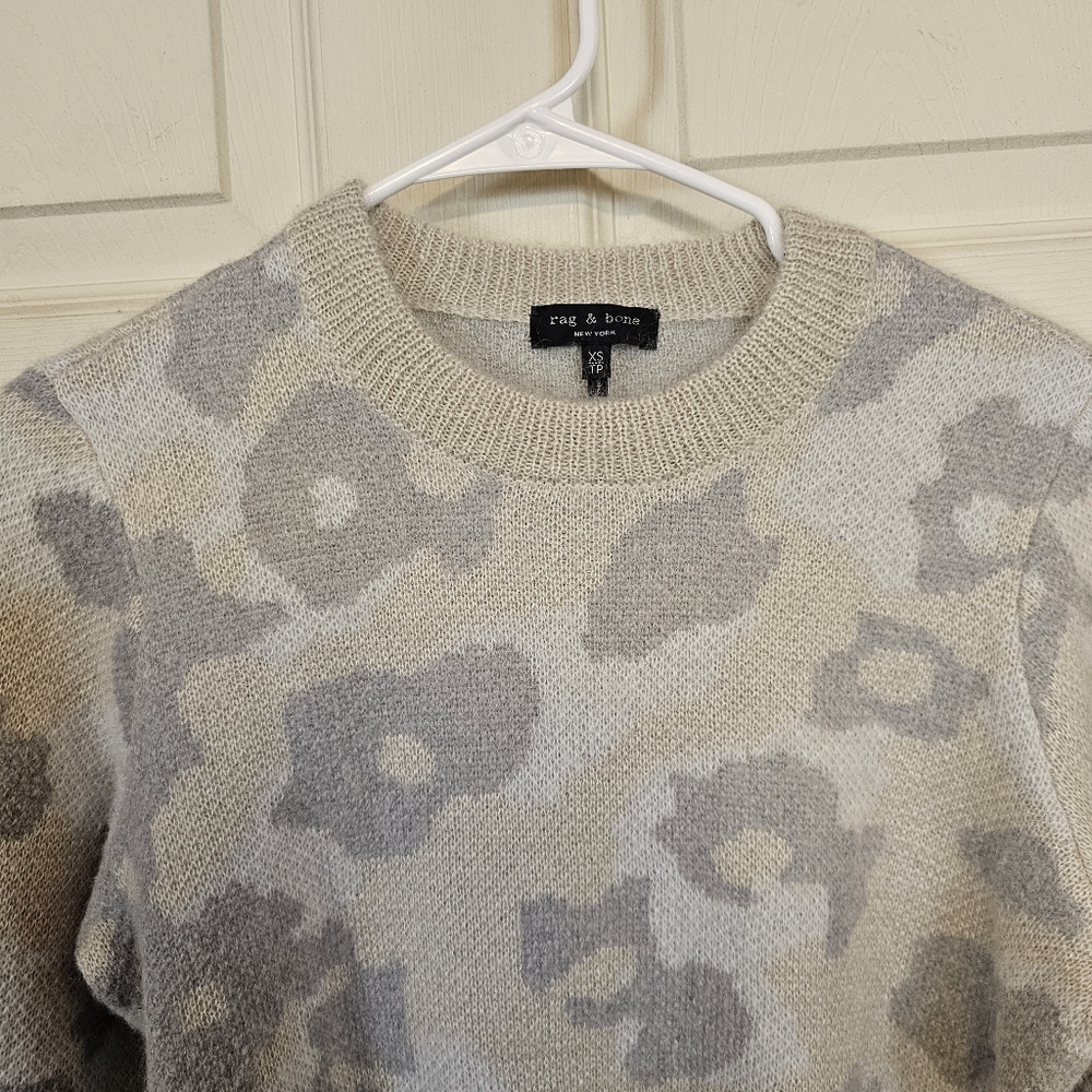 Rag & Bone Mohair Angora Leppard Animal Print Crewneck Sweater - Picture 5 of 7